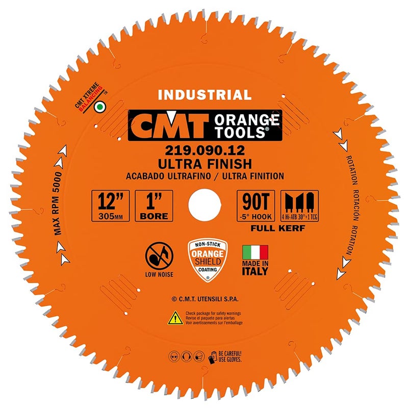 CMT ORANGE TOOLS CMT 219.090.12 شفرة منشار مائل شعاعي بقطر 12 بوصة و 90 سنًا وفتحة 1 بوصة - Image 1